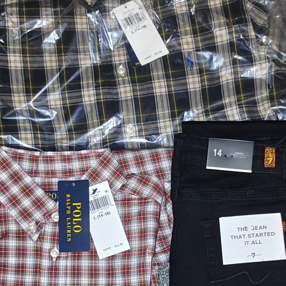 All 3 For 1 Polo by Ralph Lauren Kids PlaidShirt Set - Red, White, and